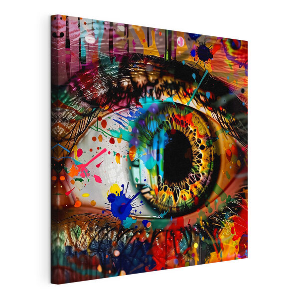 Canvas Schilderijen Kleurrijk oog met verfspatten