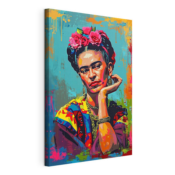 Schilderij van een vrouw met bloemen in haar haar Canvas Schilderijen Schilderij van een vrouw met bloemen in haar haar