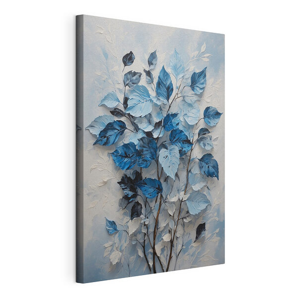 Schilderij van blauwe bladeren Canvas Schilderijen Schilderij van blauwe bladeren