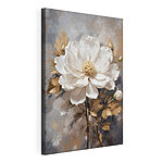 Canvas Schilderijen Witte bloem met bruine bladeren