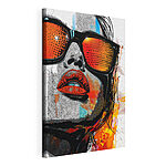 Canvas Schilderijen Vrouw met zonnebril en lippen