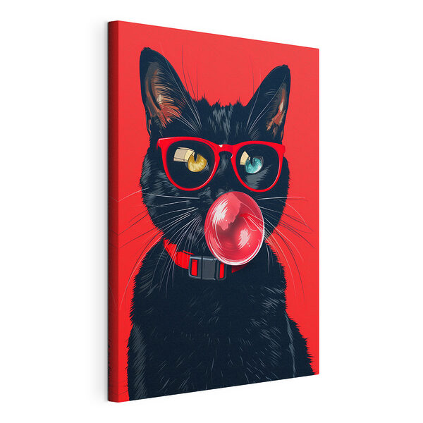Kat met zonnebril en kauwgom Canvas Schilderijen Kat met zonnebril en kauwgom