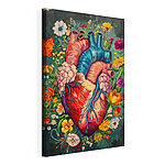 Canvas Schilderijen Kleurrijk hart met bloemen