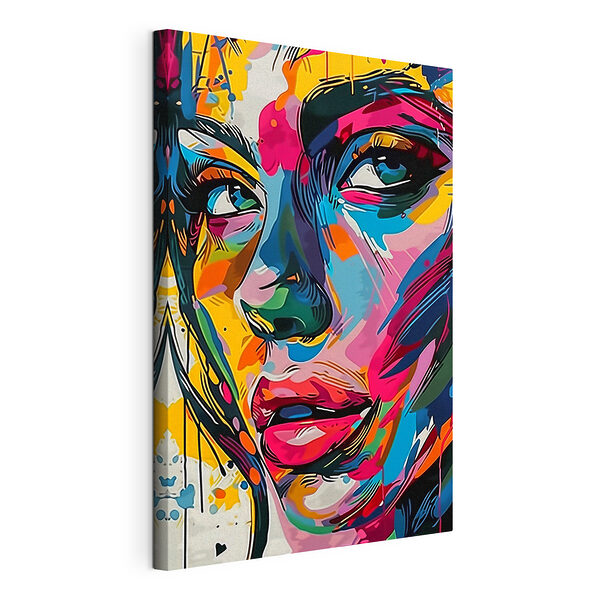 Kleurrijk gezicht van een vrouw Canvas Schilderijen Kleurrijk gezicht van een vrouw
