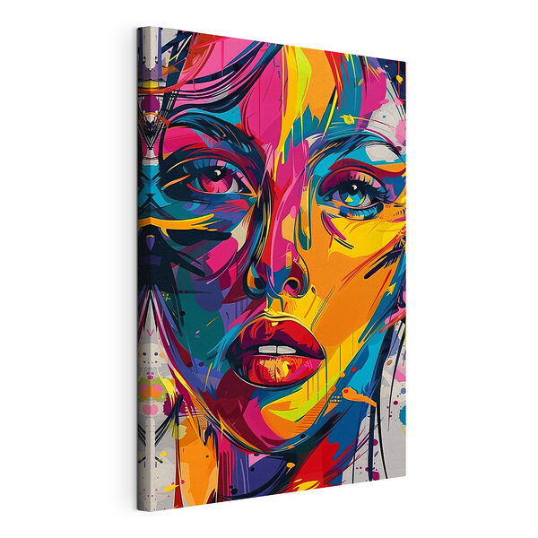 Kleurrijk gezicht van een vrouw Canvas Schilderijen Kleurrijk gezicht van een vrouw