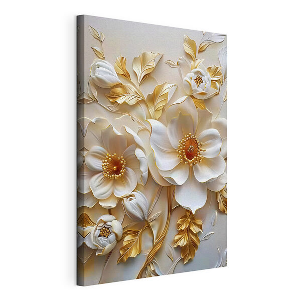Canvas Schilderijen Elegant bloemmotief in zachte kleuren