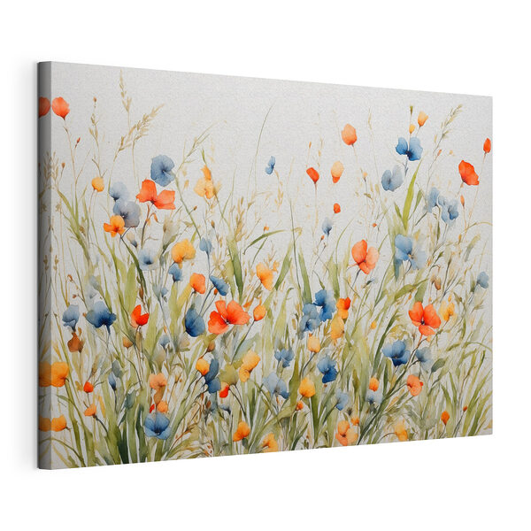 Canvas Schilderijen Schilderen van bloemen en gras