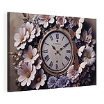 Canvas Schilderijen Klok omringd door bloemen
