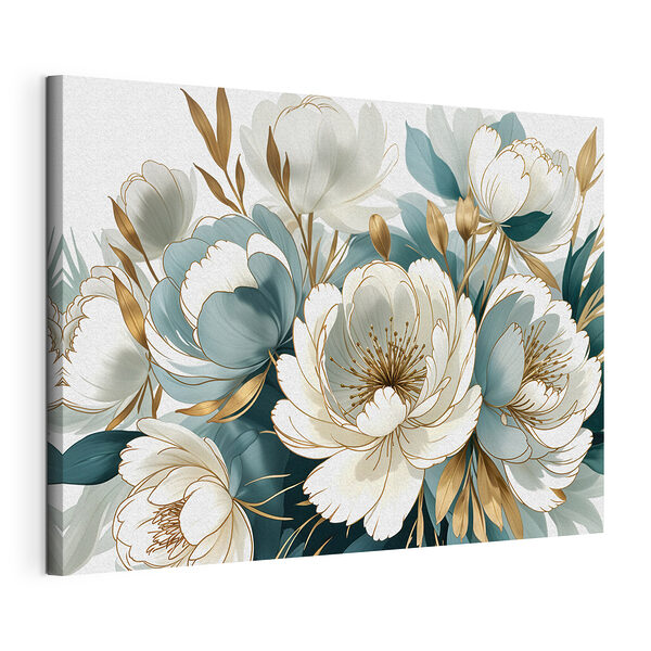 Canvas Schilderijen Elegante bloemen in neutrale tinten