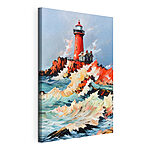 Canvas Schilderijen Schilderij van een vuurtoren in de oceaan