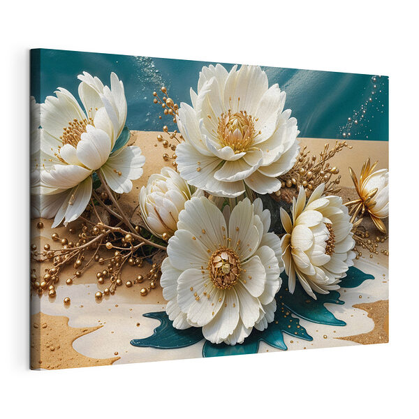 Groep witte bloemen Canvas Schilderijen Groep witte bloemen