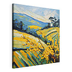 Canvas Schilderijen Schilderij van een veld met gele bloemen