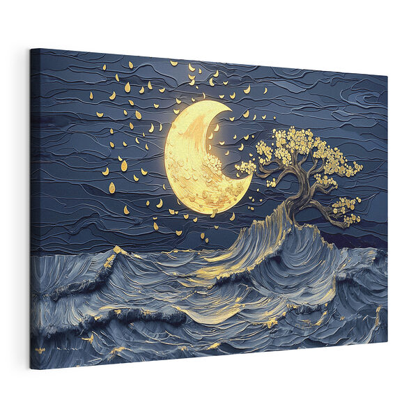 Maan en boom in de lucht Canvas Schilderijen Maan en boom in de lucht