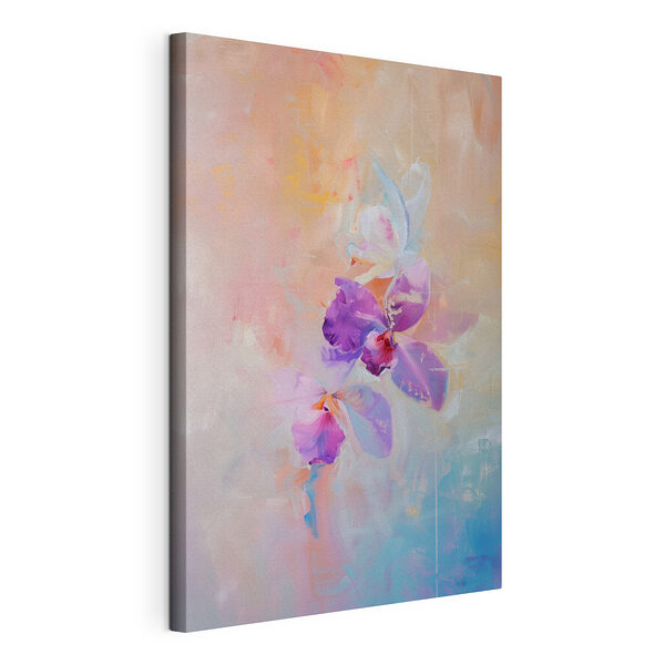 Canvas Schilderijen Schilderij van paarse bloemen