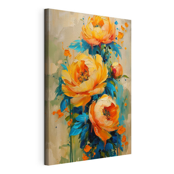 Canvas Schilderijen Schilderij van bloemen op een doek