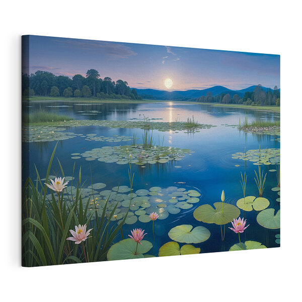 Meer met lelieblad en lelieblad Canvas Schilderijen Meer met lelieblad en lelieblad