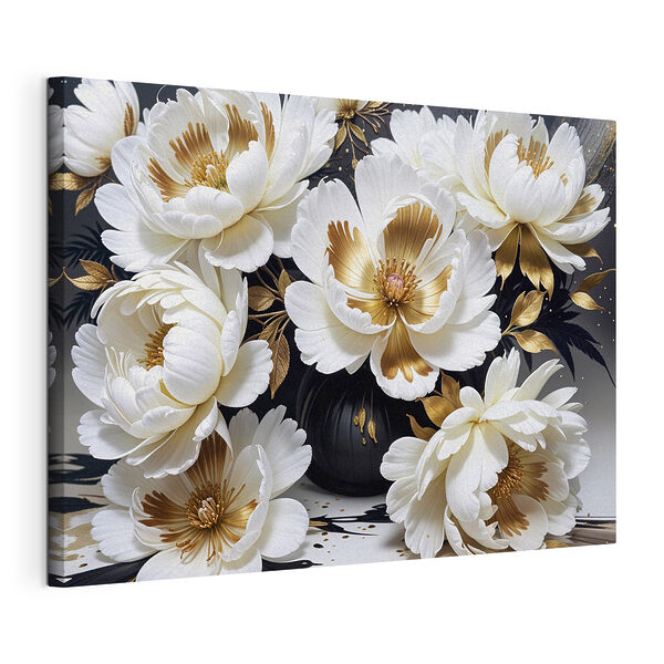 Elegante bloemsymfonie in wit Canvas Schilderijen Elegante bloemsymfonie in wit