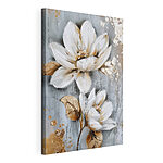 Canvas Schilderijen Schilderij van bloemen op een grijs oppervlak