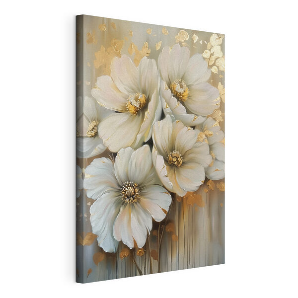 Canvas Schilderijen Elegante bloesems in zachte pasteltinten