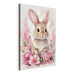 Canvas Schilderijen Konijn met roze bloemen
