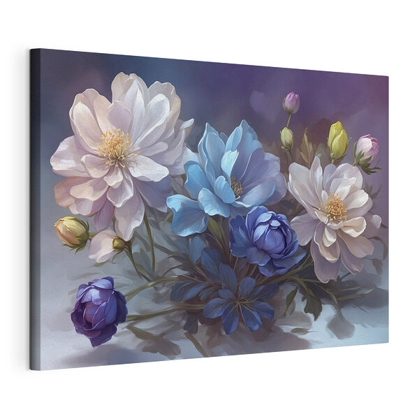 Schilderij van bloemen op een tafel Canvas Schilderijen Schilderij van bloemen op een tafel