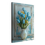 Canvas Schilderijen Vaas met blauwe bloemen