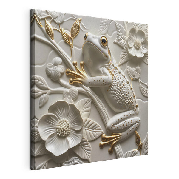 Elegante Kikker Temidden van Bloemen Keramiek Kunst Canvas Schilderijen Elegante Kikker Temidden van Bloemen Keramiek Kunst