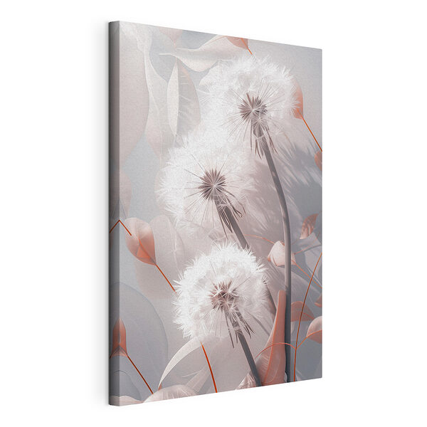 Canvas Schilderijen Delicate paardenbloemen in zacht licht