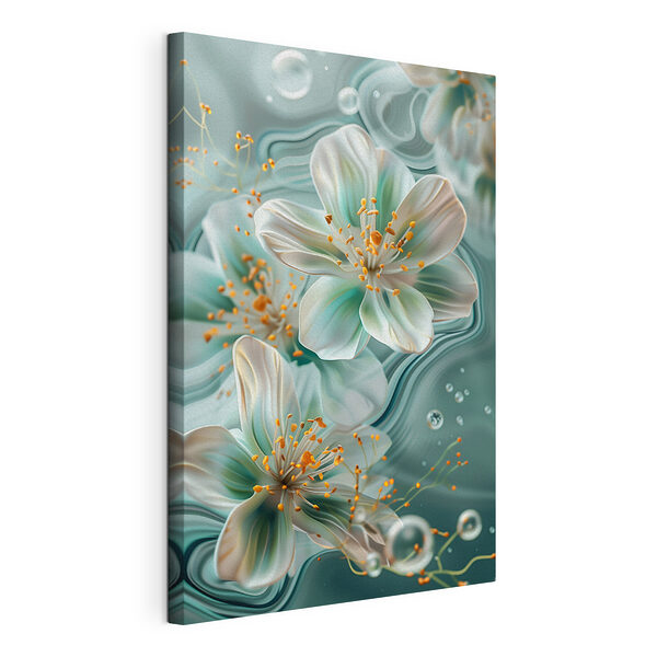 Canvas Schilderijen Tere bloesems in stromend water