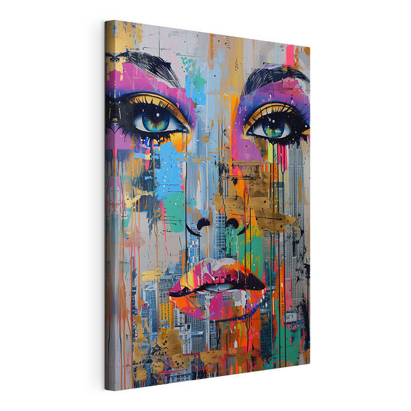 Schilderij van een vrouw’s gezicht Canvas Schilderijen Schilderij van een vrouw’s gezicht