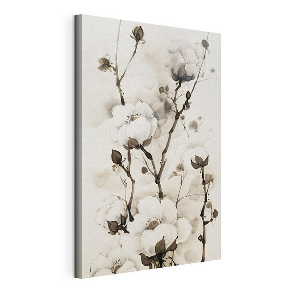 Elegante monochrome botanische illustratie Canvas Schilderijen Elegante monochrome botanische illustratie