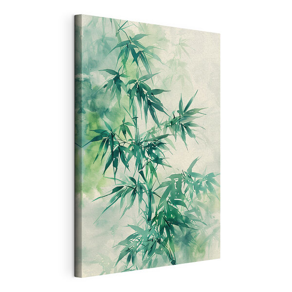 Canvas Schilderijen Fluisterende bamboe in mistige tinten