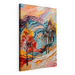Canvas Schilderijen Schilderij van bomen en kleurrijke golven