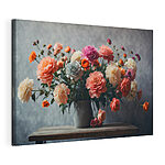 Canvas Schilderijen Vaas met bloemen op een tafel