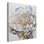 Canvas Schilderijen Elegante bloei in blauw en beige
