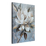 Canvas Schilderijen Witte bloem met bruine bladeren