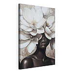Canvas Schilderijen Vrouw met bloemen in haar haar