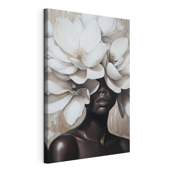 Canvas Schilderijen Vrouw met bloemen in haar haar
