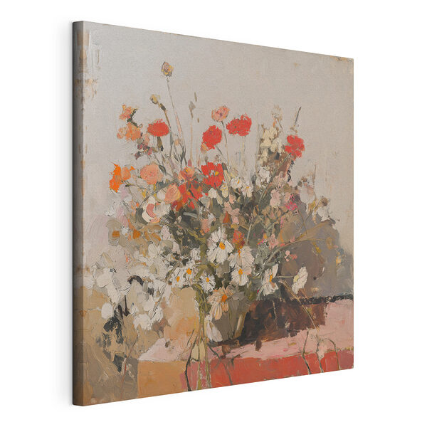 Schilderij van bloemen in een vaas Canvas Schilderijen Schilderij van bloemen in een vaas