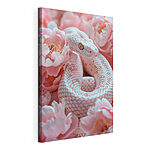 Canvas Schilderijen Witte slang in roze bloemen