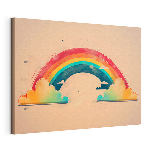 Regenboog en wolken in de lucht Canvas Schilderijen Regenboog en wolken in de lucht