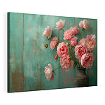 Canvas Schilderijen Vaas met roze bloemen