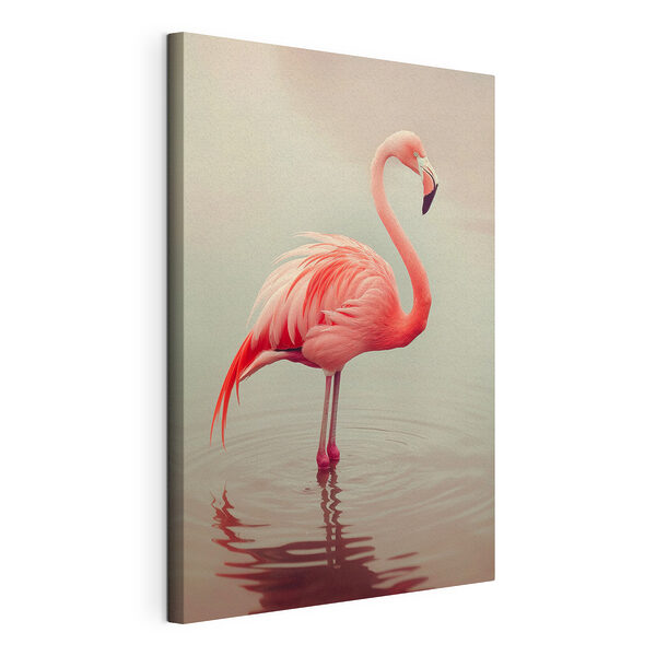 Canvas Schilderijen Flamingo staand in water