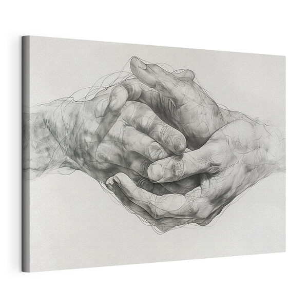 Tekening van twee handen Canvas Schilderijen Tekening van twee handen