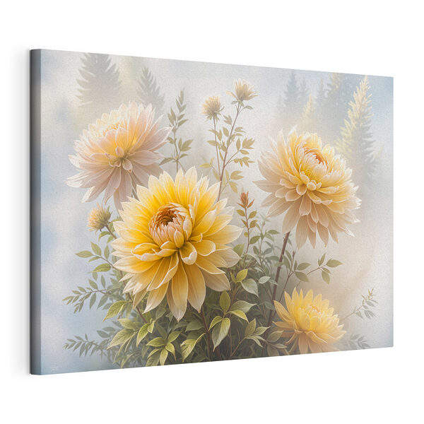 Canvas Schilderijen Groep gele bloemen