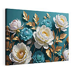 Canvas Schilderijen Groep witte en blauwe bloemen