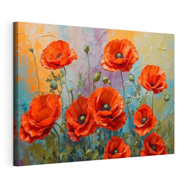 Schilderij van rode bloemen Canvas Schilderijen Schilderij van rode bloemen
