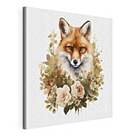 Canvas Schilderijen Vos met bloemen eromheen
