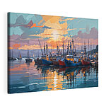 Canvas Schilderijen Groep boten op het water