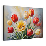Canvas Schilderijen Groep tulpen in een vaas
